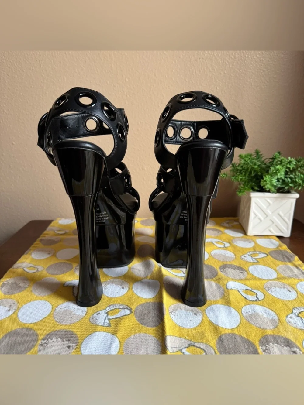 Dolls Kill Current Mood black grommet platform heels size 6 - Picture 10 of 16